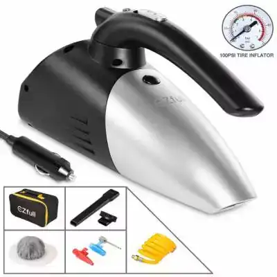 EZfull Aspirateur à Main sans Fil 4-en-1 120W 12V 3000PA Fonction Sèche et Humide avec 2 Filtres pour Ménage, Eclairage LED